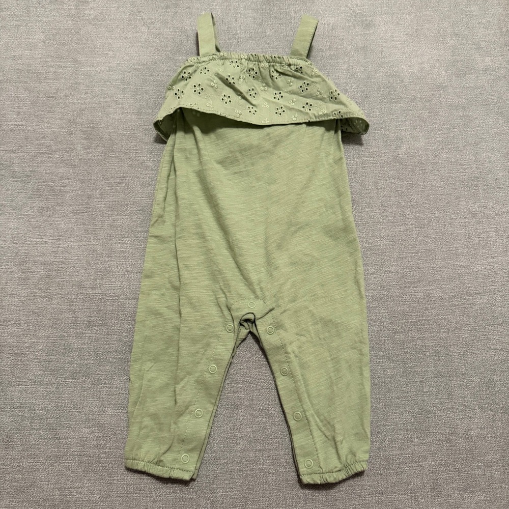 Carters Baby Girl Sage Green Eyelet Ruffle Romper Jumpsuit 6M NWT